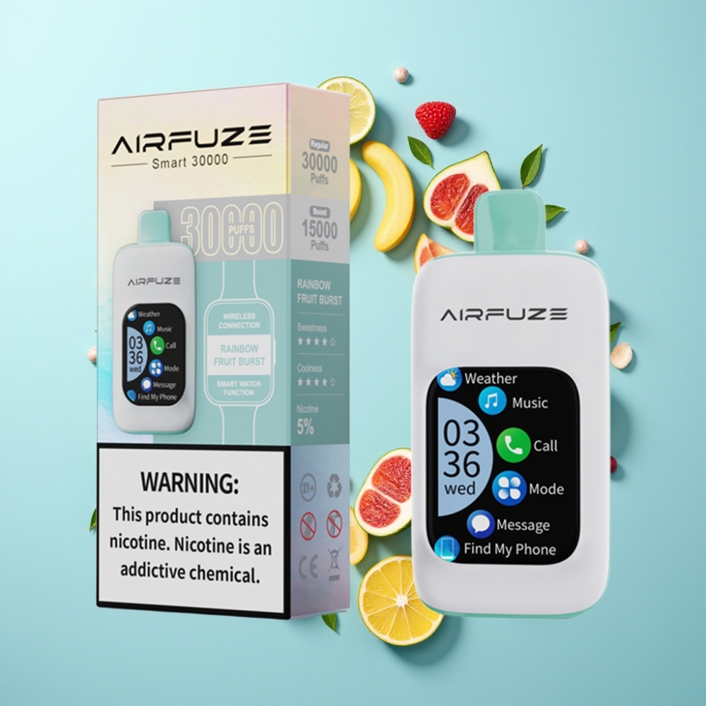 AirFuze Smart 30000 Puffs Disposable Vape Rainbow Fruit Burst with 2.01\" Touch Screen & Type-C