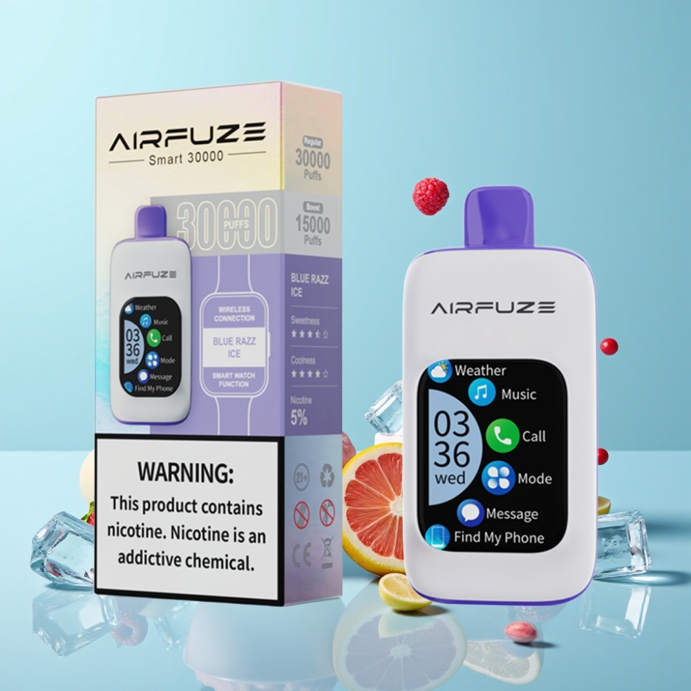 AirFuze Smart 30000 Puffs Disposable Vape Touch Screen Type-C Blue Razz Ice