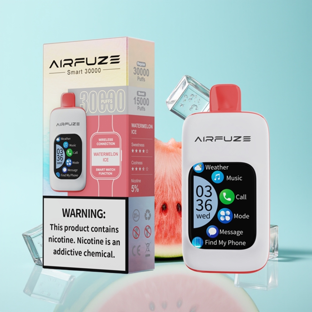 AirFuze Smart 30000 Puffs Disposable Vape Watermelon Ice with 2.01\" Touch Screen & Type-C