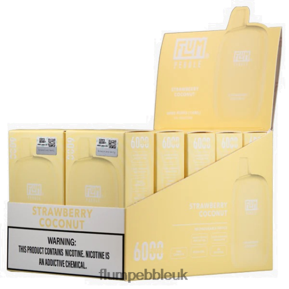 FLUM PEBBLES 6000 PUFFS 10 PACKS | Flum Pebble London R6464B73 Strawberry Coconut